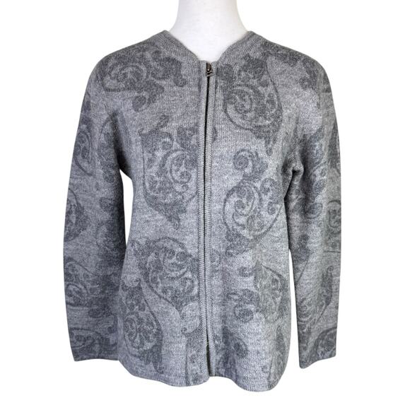 Christopher & Banks 100% Wool Gray Zipper Cardigan Layering Sweater Coatigan - Picture 1 of 12